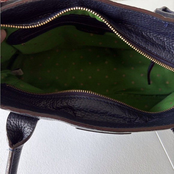 Kate Spade Perforated Navy Blue Leather Rectangle Green Lining Teacher Office - Picture 8 of 15